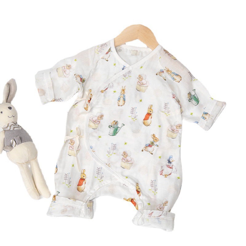 Chaqueta de mariposa de protección del vientre de verano tipo A gasa de algodón de bambú antibacteriana mono de bebé ropa de bebé mameluco pijama
