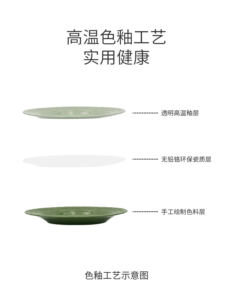 朱伊紋碗碟套裝法式復古浮雕盤子碗家用陶瓷飯碗喬遷碗盤餐具
