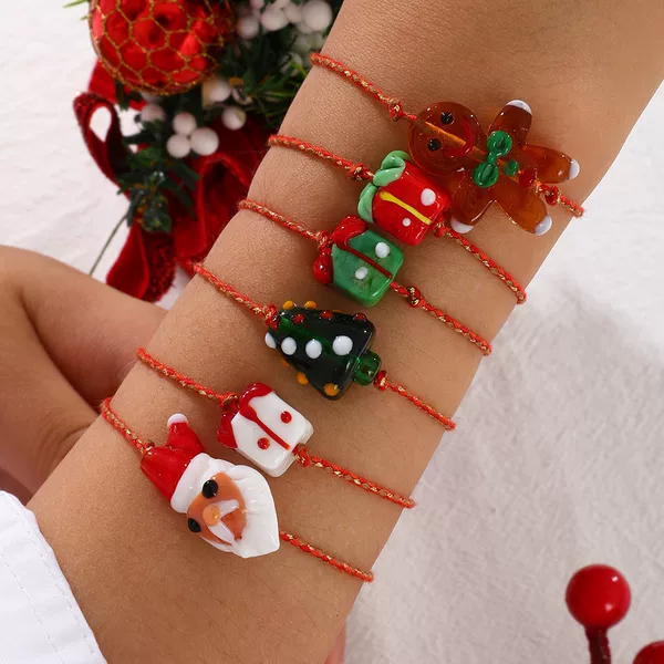 Glass Beaded Christmas Gift Bag Jewelry Accessories DIY Handmade Loose Beads Braided Hand Rope Decoration Multi-Color Atmosphere