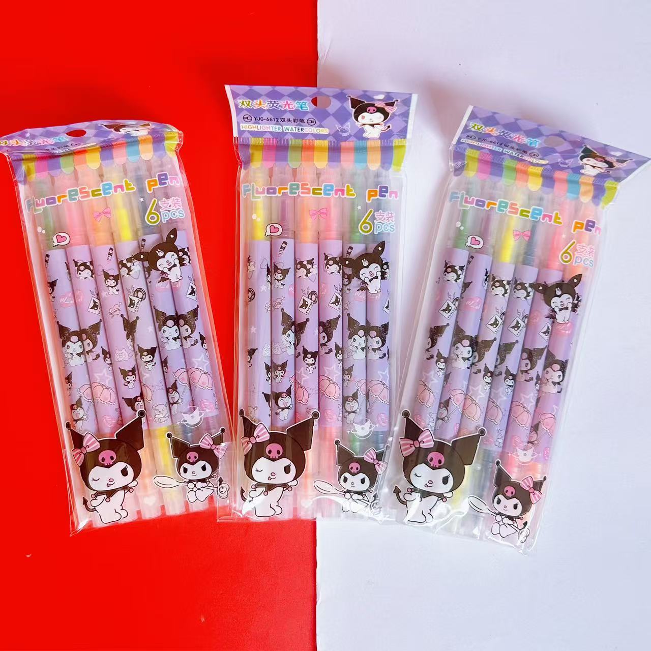 Kolomi doble cabeza 6 bolígrafo marcador adorable Sanliou bolígrafo de señalización de los estudiantes