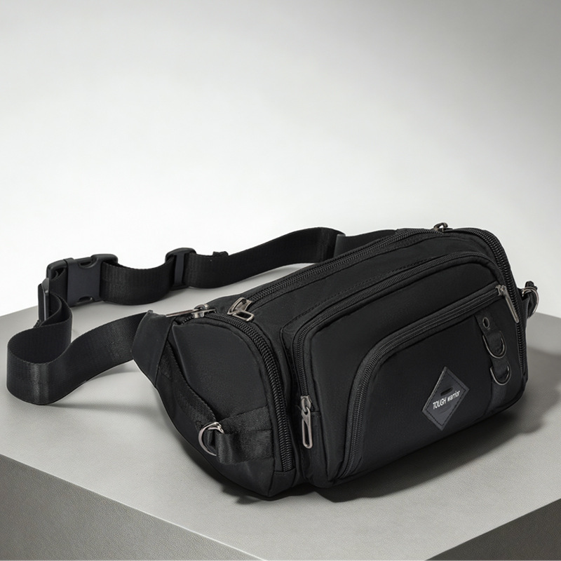 New Waterproof Oxford Zipper Waist Bag, Multifunctional Men's Waist Bag, Outdoor Sports Waist Bag, Casual Crossbody Bag for Men