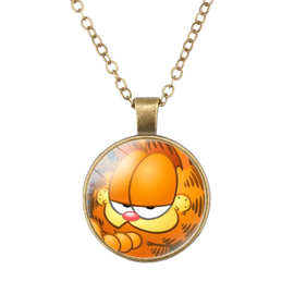 可爱卡通加菲猫Garfield复古项链 创意个性时光宝石饰品批发