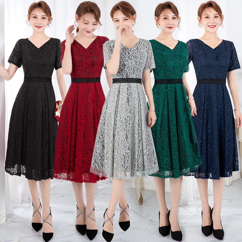 Shoppe Banquet Dress Women's Mid-Length New Elegant Lace Dress Performance Holiday Host Dress Shoppe Banquet Dress Women's Mid-Length New Elegant Lace Dress Performance Holiday Host Dress
