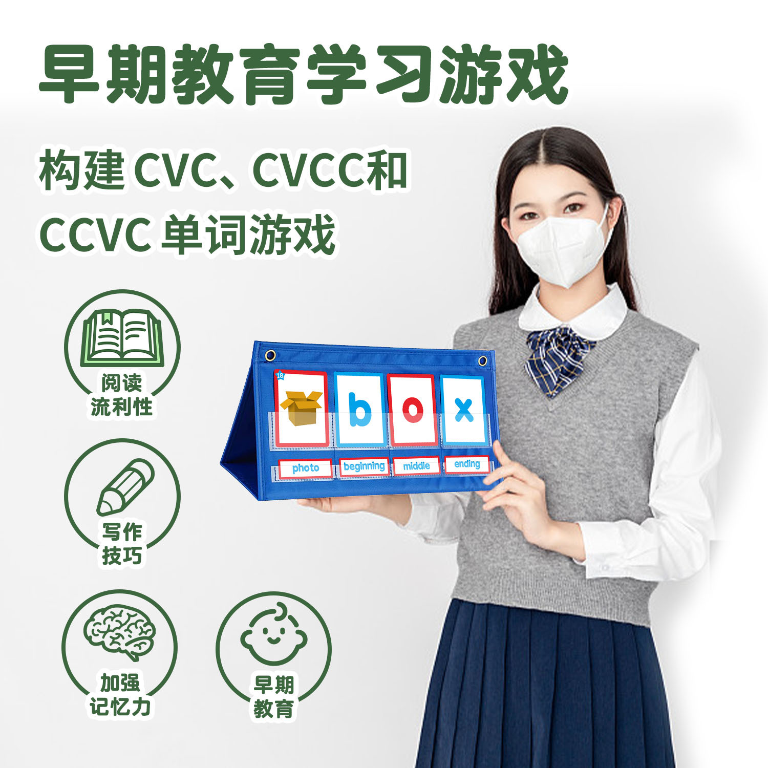 CVC单词拼读和拼写游戏阅读字母视觉单词CVC Words Phonics Games-阿里巴巴