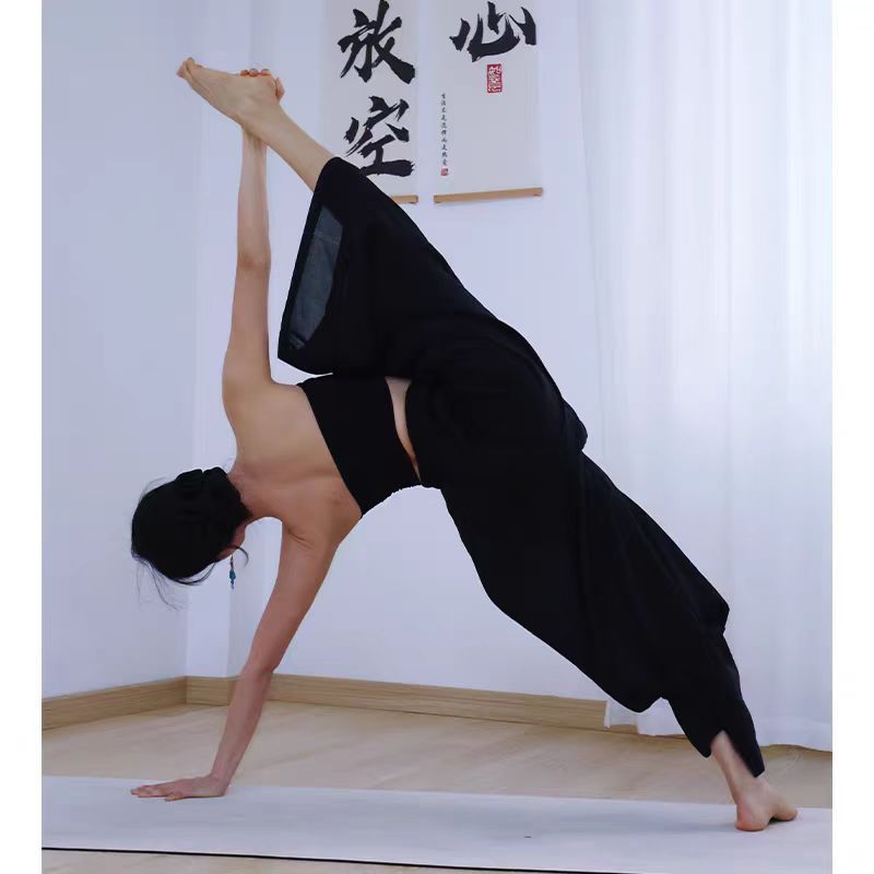 25春夏微风裤禅意仙女瑜伽裤直筒加长薄纱松弛感显瘦宽松垂坠6色|undefined