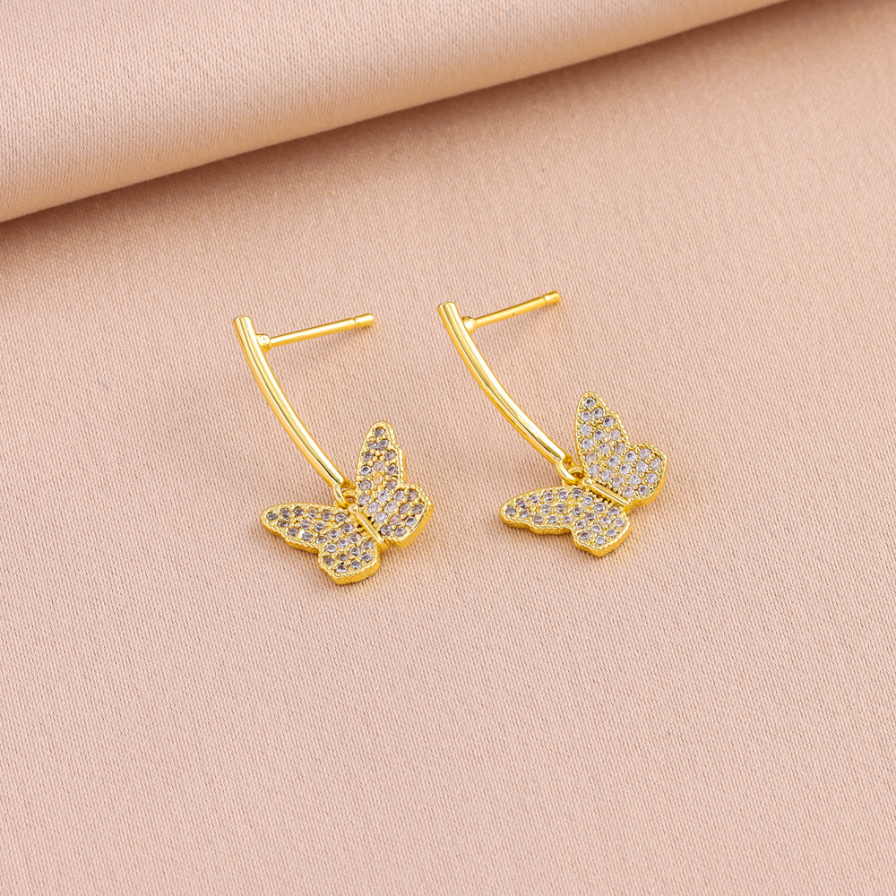 Nové dámské super flash zirkonové motýl přívěsek náhrdelník náušnice sada příslušenství_voghion.com