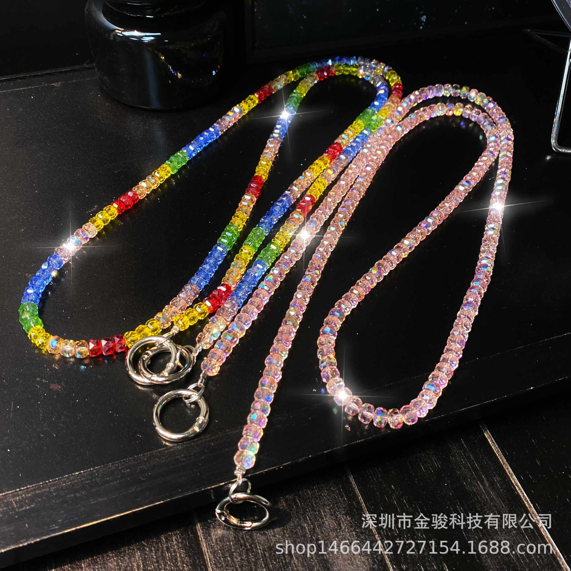 Phone Chain Crossbody Long Wheel Crystal Dopamine Beads Summer Crystal Hanging Chain Wearable Japanese and Korean Phone Crossbody Chain