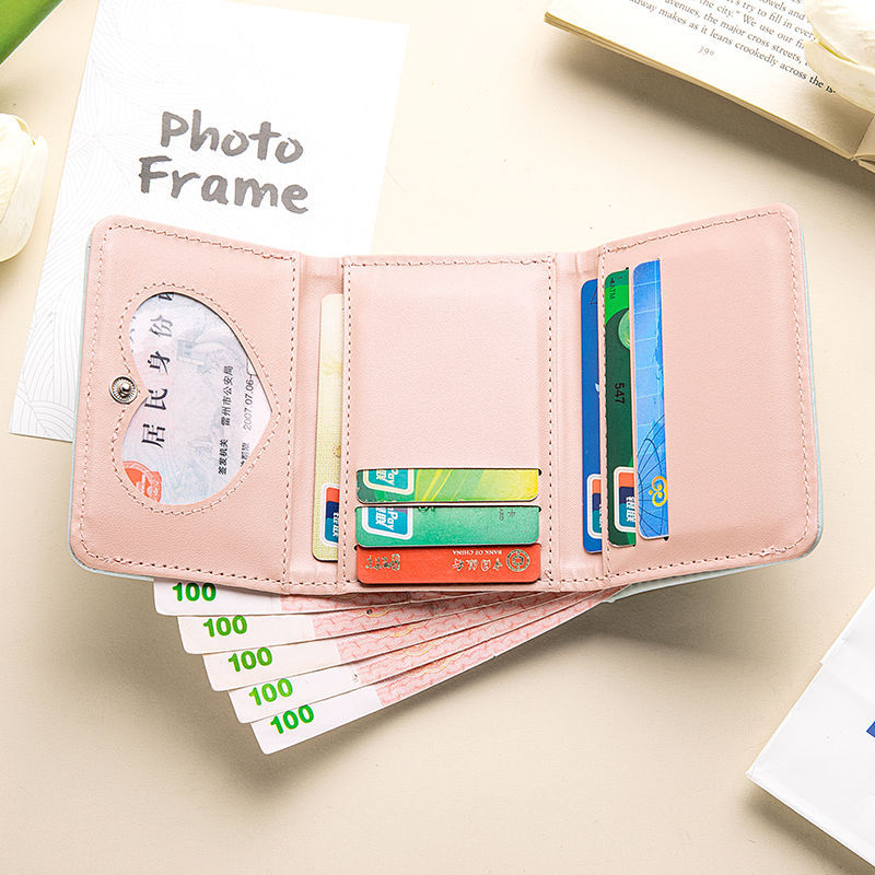 Tulipan bolso de cambio en simple lindas mujeres tres plegables corto multi-tarjeta bolso de tarjetas 2 - en - 1
