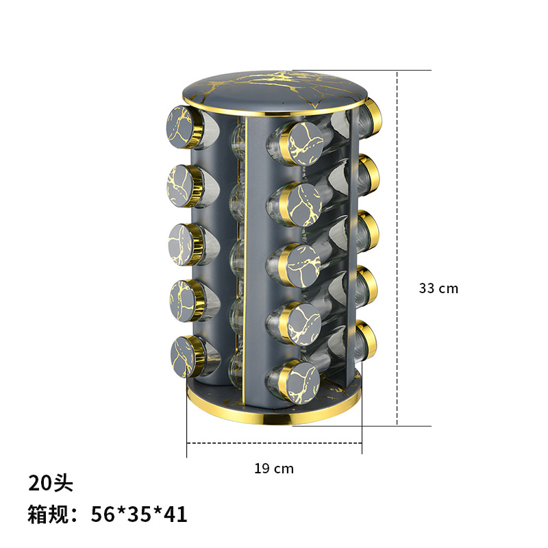 Botella de condimento de cocina estante conjunto redondo mármol estante de condimento de acero inoxidable estante giratorio