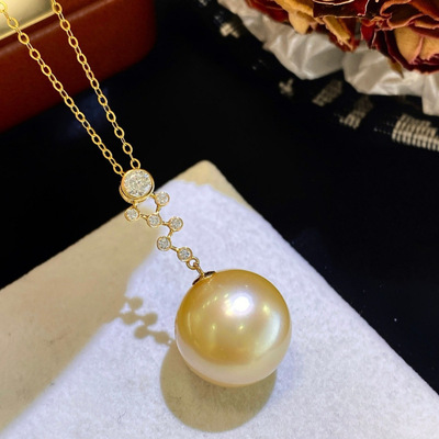 Изысканная подвеска из жемчуга, 18 карат, легкий роскошный стиль, 14mm