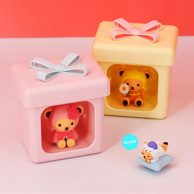 卡通创意小熊礼物盒小夜灯USB充电小熊小夜灯迷你房间床头伴睡灯