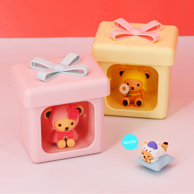 卡通创意小熊礼物盒小夜灯USB充电小熊小夜灯迷你房间床头伴睡灯