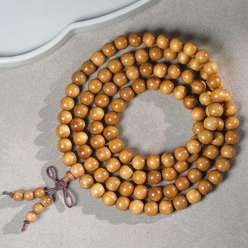Golden Silk Nanmu Bracelet with 108 Beads, Golden Silk Cat's Eye Small Leaf Nanmu Classy Men's and Women's Couple Bracelets Golden Silk Nanmu Bracelet with 108 Beads, Golden Silk Cat's Eye Small Leaf Nanmu Classy Men's and Women's Couple Bracelets