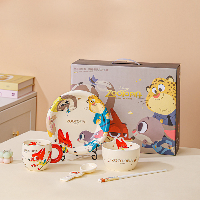 ステッチの新作セラミック5点セット、一人用、高見えドリンクカップ、子供用食器、ボウル、箸、プレート、スプーン|undefined