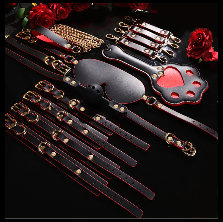 Jiuai SM Nipple Clamp & Handcuff Bondage Set, 10-Piece Glow Leopard Print Kit — detail image 15