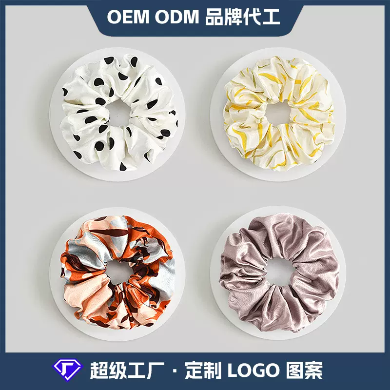仿真丝发圈大肠圈大号头花发绳ins精致数码印花丝绸发圈定制加工