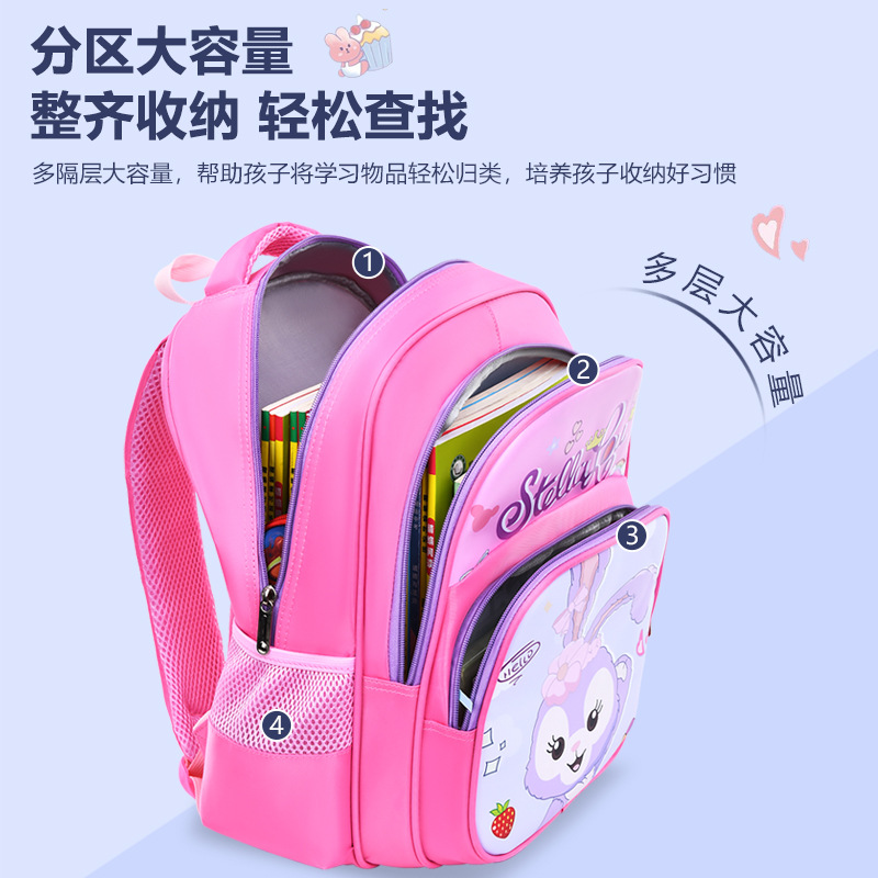 Mochila para niños Estudiantes de escuela primaria Grado uno dos tres a seis niños y niñas reducción de Carga Protección de la columna vertebral mochila de gran capacidad de dibujos animados