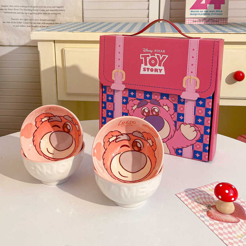 High-Appearance Strawberry Bear Rice Bowl for Home Use, 2026 New Model Underglaze Color Dinnerware Set Gift Box, Particularly Beautiful Bowl