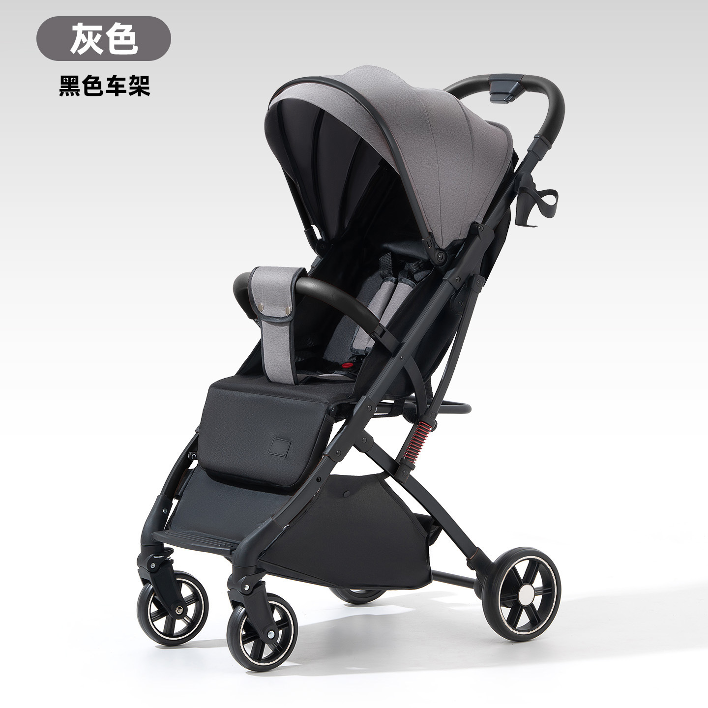 Carrinos personalizados de cuatro ruedas para bebés se pueden sentar y acostar con un botón plegable Baby BB Carrinos de mano ligeros amortiguadores con frenos de barra de tracción