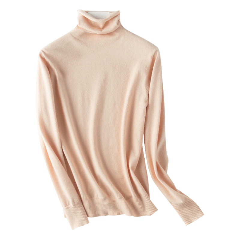 Осенне-зимний новый стильный трикотаж с воротником-стойкой, пуловер, свободный внутренний трикотаж с высоким воротником для женщин.