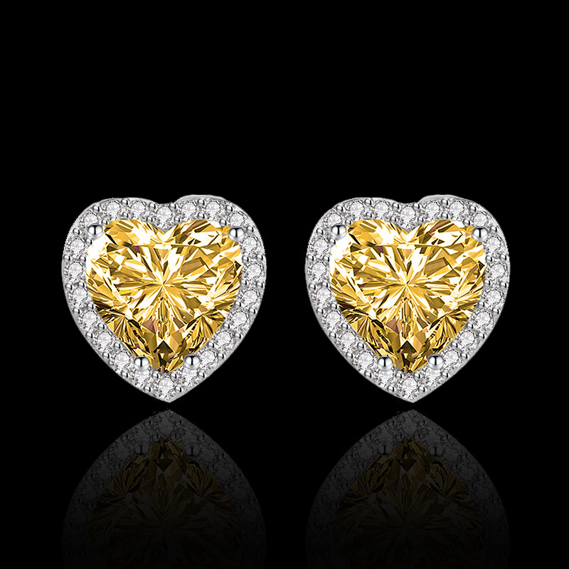 Ear Studs Classification 1 Pair Quantity Sweet Heart Shape Alloy Rhinestone Women's Ear Studs 1 Pair