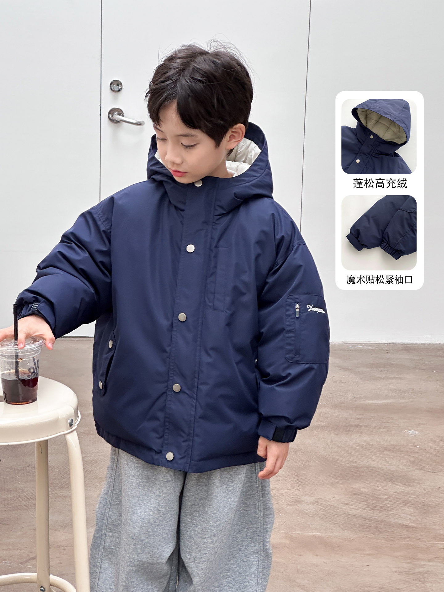 Chaqueta de plumón para niños chaqueta encapuchada para niños invierno 2025 ropa infantil invierno niño pequeño 90 chaqueta blanca gruesa