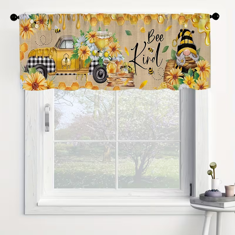 Cross-Border Bee Sunflower Gnome Window Curtain Door Curtain Coffee Curtain Kitchen Sink Cabinet Cross-Border Bee Sunflower Gnome Window Curtain Door Curtain Coffee Curtain Kitchen Sink Cabinet