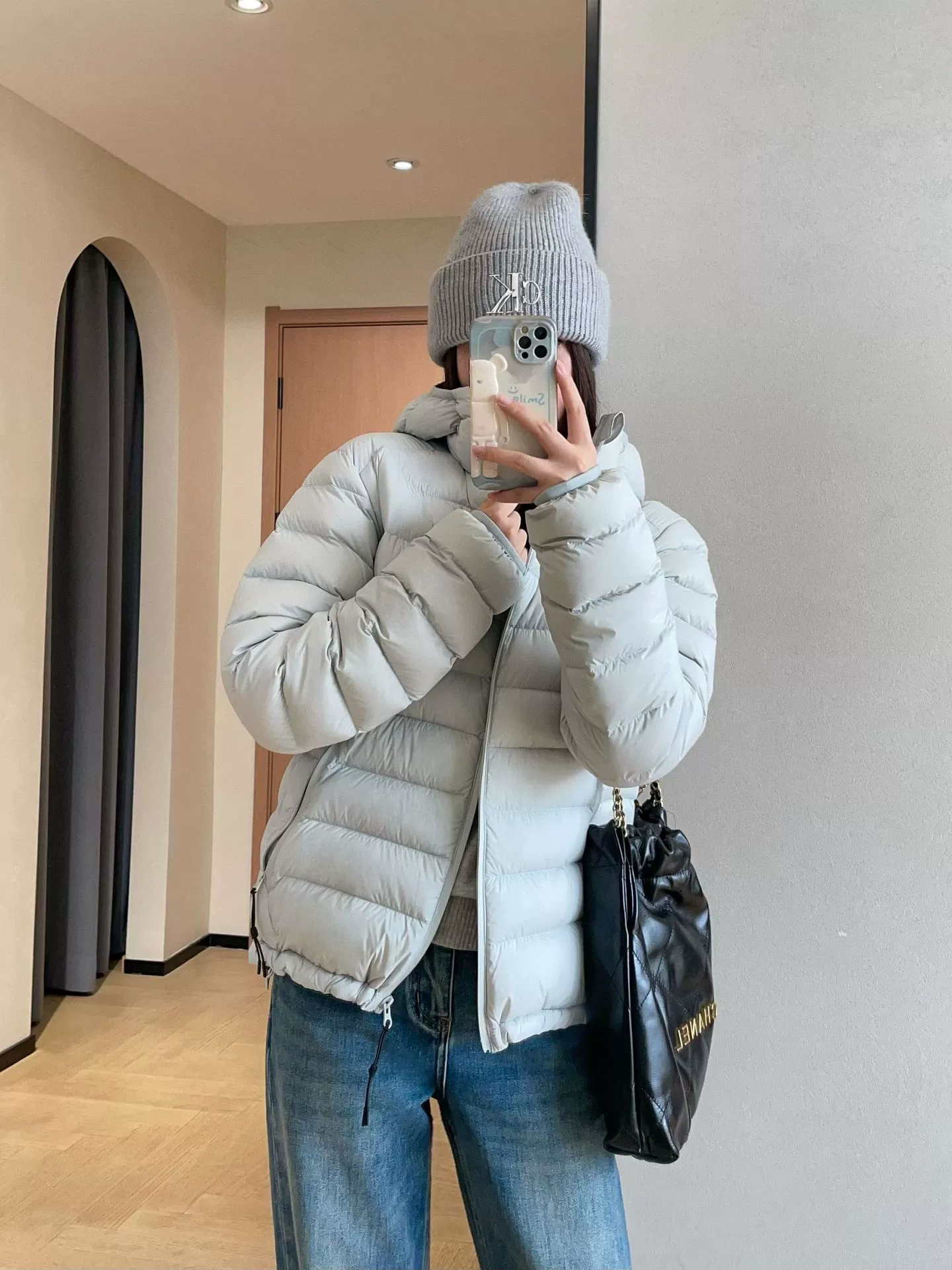 Кожух из пуха White Goose 5000+95 от WTHEONE, белый утки пух трехслойный, легкий и тонкий, утепленная куртка с капюшоном для женщин, зима 2025