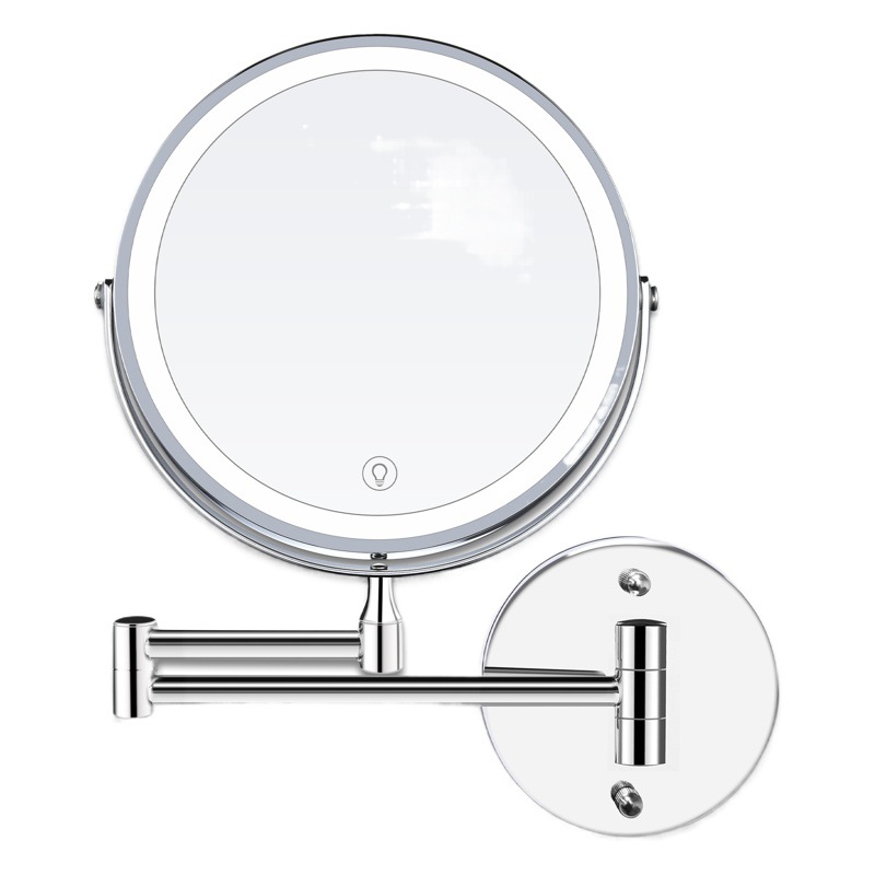 Amazon Transfronteriza Popular de ocho pulgadas de Baño Led espejo de maquillaje montado en la pared espejo de tocador plegable espejo de Baño de hotel