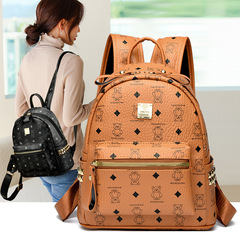 Backpack women's back foreign trade bag new style PU fashion Korean version trendy printing large capacity student bag women's travel