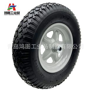 15 Inch 4.80/4.00-8 Rubber Inflatable Wheel with Inner Tube Trolley Wheel Tool Cart High Load Inflatable Wheel