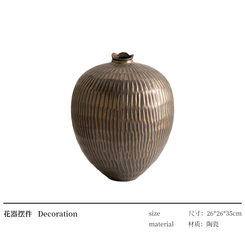 職人十三 天青煙雨色 高級手作り陶器花瓶 わびさび風 リビングルーム 玄関 メーカー フラワーアレンジメント装飾|undefined