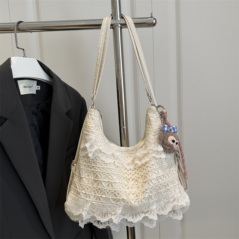 2025 moda Japón y Corea del Sur nuevo estilo bolso Tote verano ocio vacaciones hada encaje malla axila bolso de hombro bolso femenino