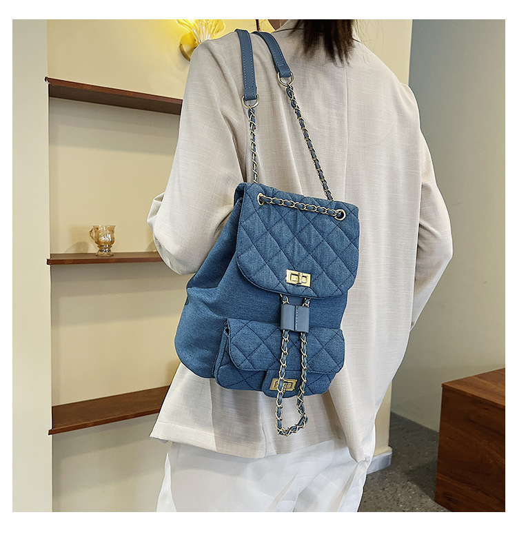 Women's Streetwear Solid Color Square Zipper Classic Backpack Canvas Shoulder Bags display picture 1