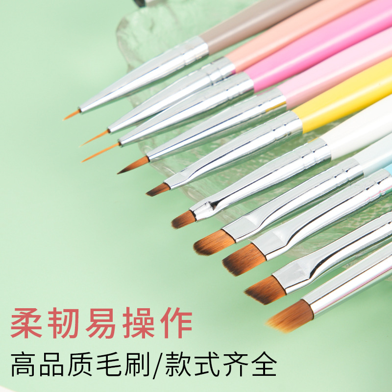 Transfronterizo macarón estilo japonés barra de madera pincel de uñas pincel de pincel función de cabeza redonda pincel de fototerapia herramienta profesional de uñas