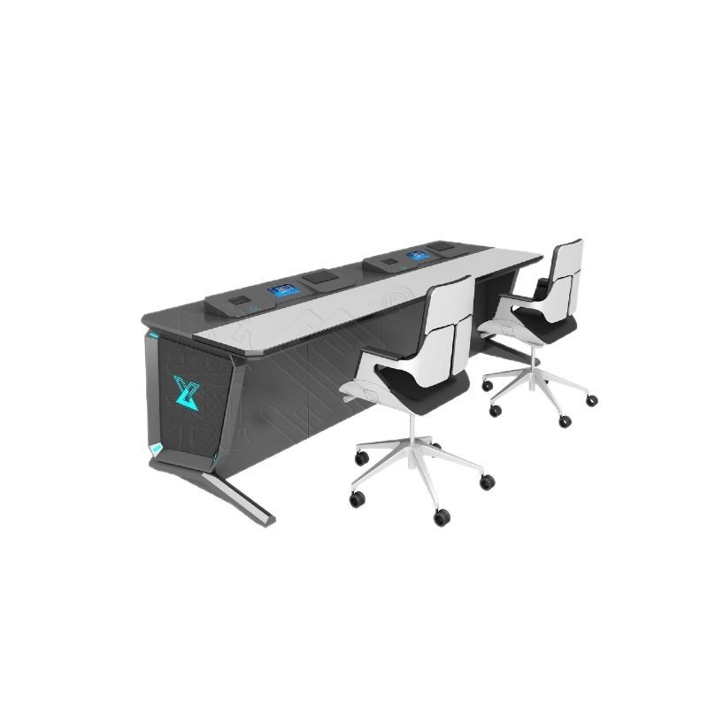 Large Dispatch Room Metal Console, Power Dispatch Console, Steel-Wood Structure Conference Table, Engineering Design