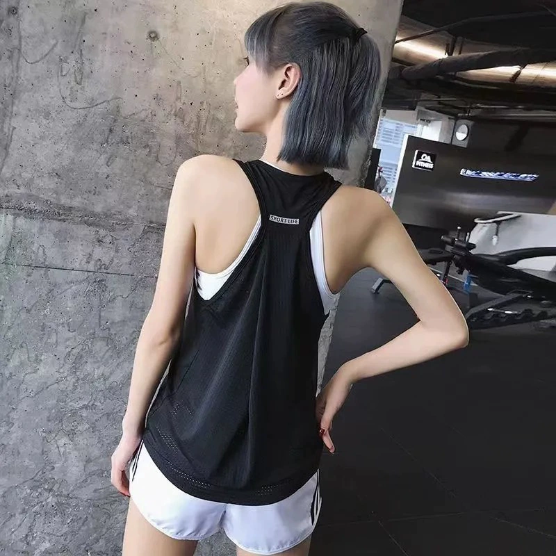 1 I-образный Быстросохнущий жилет, женская верхняя одежда, повседневный жилет для бега и фитнеса, Женская Сетчатая футболка без рукавов, спортивный топ без рукавов
