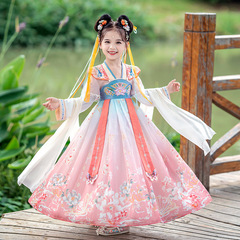 Children's Performance Costumes Girls' Ancient Costumes 2024 Spring and Summer New Style Super Fairy Little Girls Hanfu Chinese Style Ancient Style Skirts Wholesale