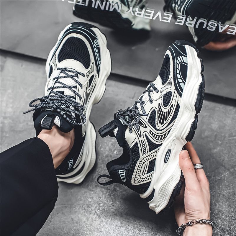 2025 Spring Men's Shoes New Breathable Mesh Shoes Men's Trendy Versatile Thick-Soled Sports Shoes Casual Dad Trendy Shoes