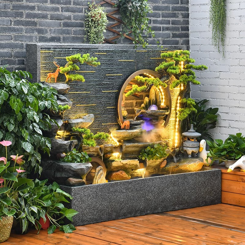 Large Floor Running Water Courtyard Balcony Water Curtain Wall Partition Fish Pond Landscape Villa Garden Hotel Circulating Water Screen