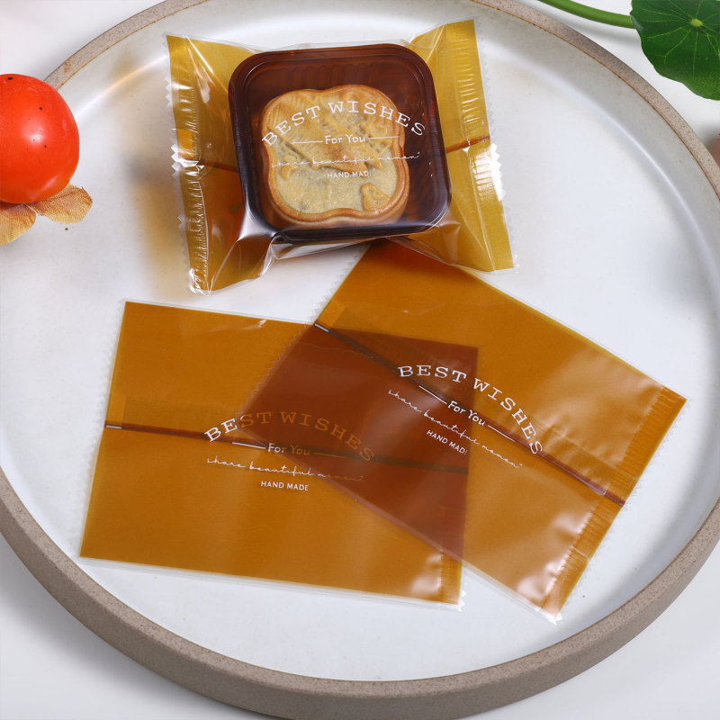 2025新款纯手工广式月饼包装袋带托100克机封咖色透明食品级独立|undefined