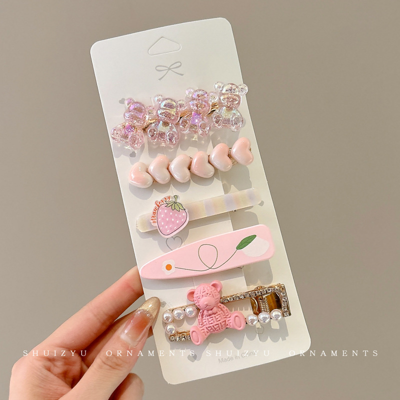 Pinza para el cabello para niños de dibujos animados coreanos, clip para flequillo en la frente femenina, horquilla rota lateral, horquilla de sentido avanzado, clip para bebé, tocado