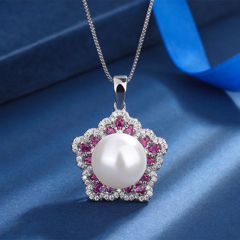 Zhuang Sheng joyas fondo de cobre chapado en oro con incrustaciones fritillary perla moda estrella color tesoro diamante colgante collar 14mm