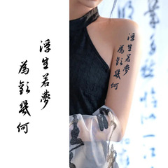 Gourmet Brush Calligraphy Herbal Tattoo Sticker for Girls - High-End, Waterproof, Long-Lasting, Back, Arm, Side Waist, Sexy Calligraphy Sticker