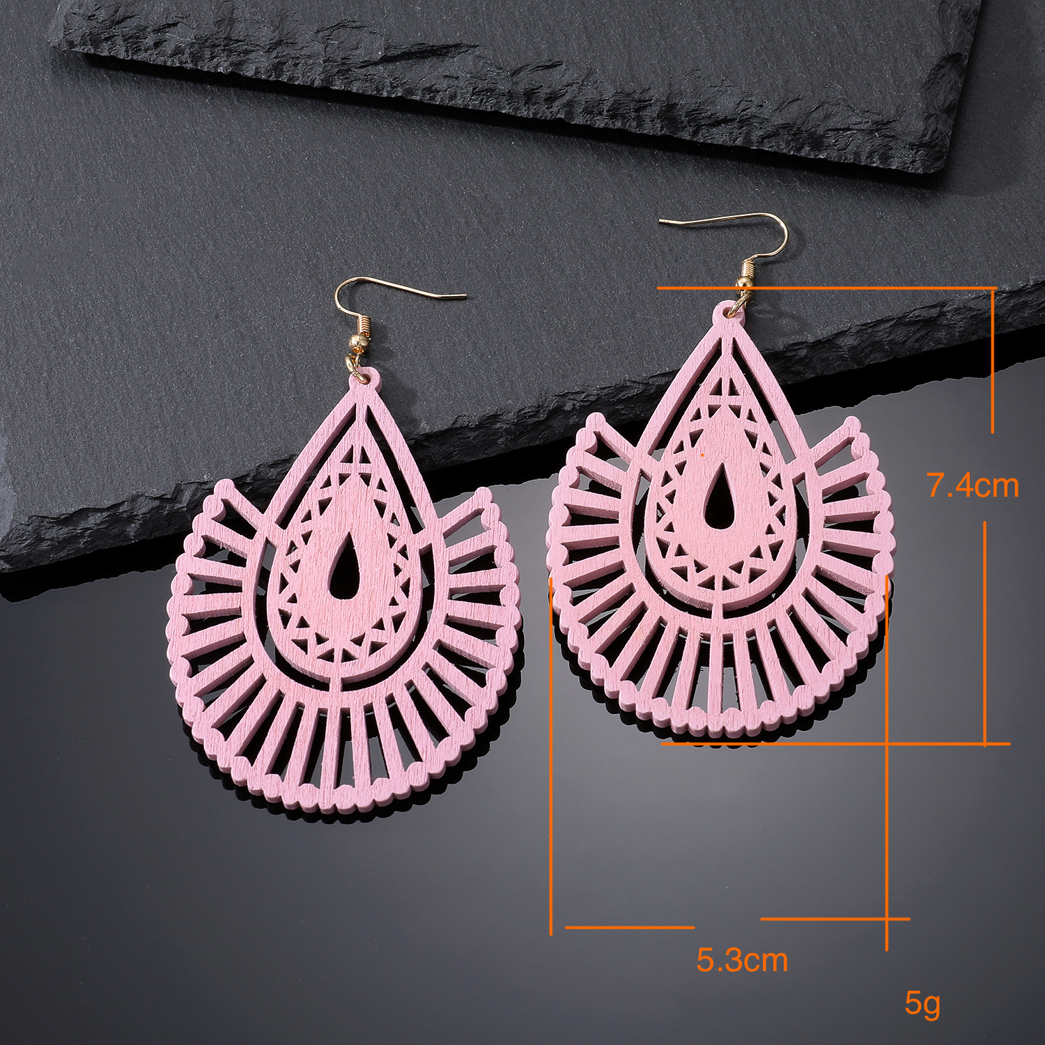 1 Pair Ins Style Geometric Handmade Wood Drop Earrings display picture 4