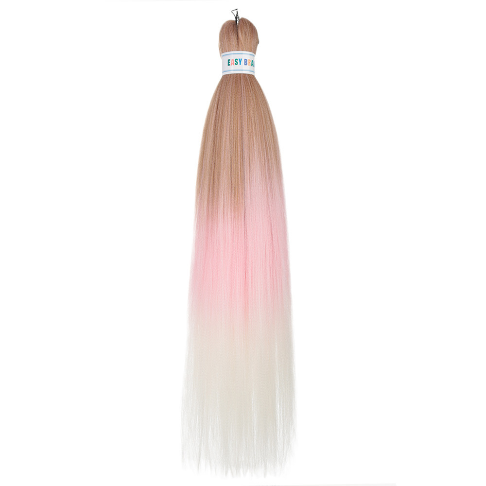 Trenzas fáciles de hacer de 26 pulgadas, cabello sintético colorido, trenzas grandes EZ, fibra sintética de baja temperatura, color degradado, cabello largo y liso.