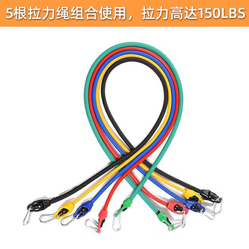 跨境供应TPE花生扣11件套拉力绳套装 多功能健身美体150磅拉力带