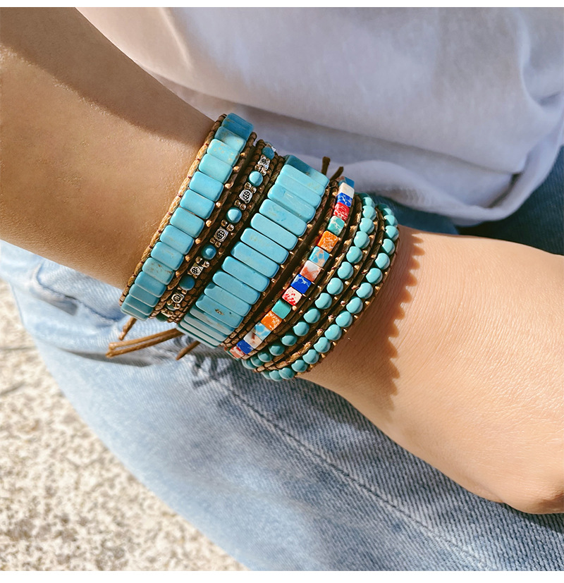 1 Piece Ethnic Style Colorful Turquoise Beaded Unisex Bracelets display picture 4