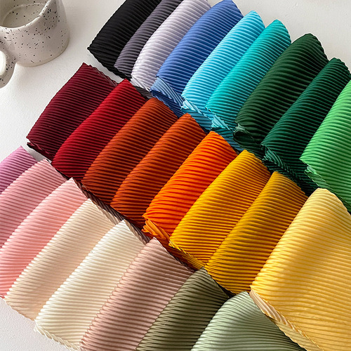  Korean Spring and Autumn New Solid Color Crepe Silk Scarf Women's Decorative Scarf Fashion Hairband Tie Bag Small Scarf Neck Protector