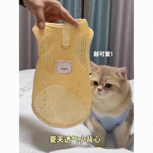 Super Cute Cat Clothes Summer New Style Breathable Outing Cut Out Thin Anti-Shedding Pet Puppy Vest